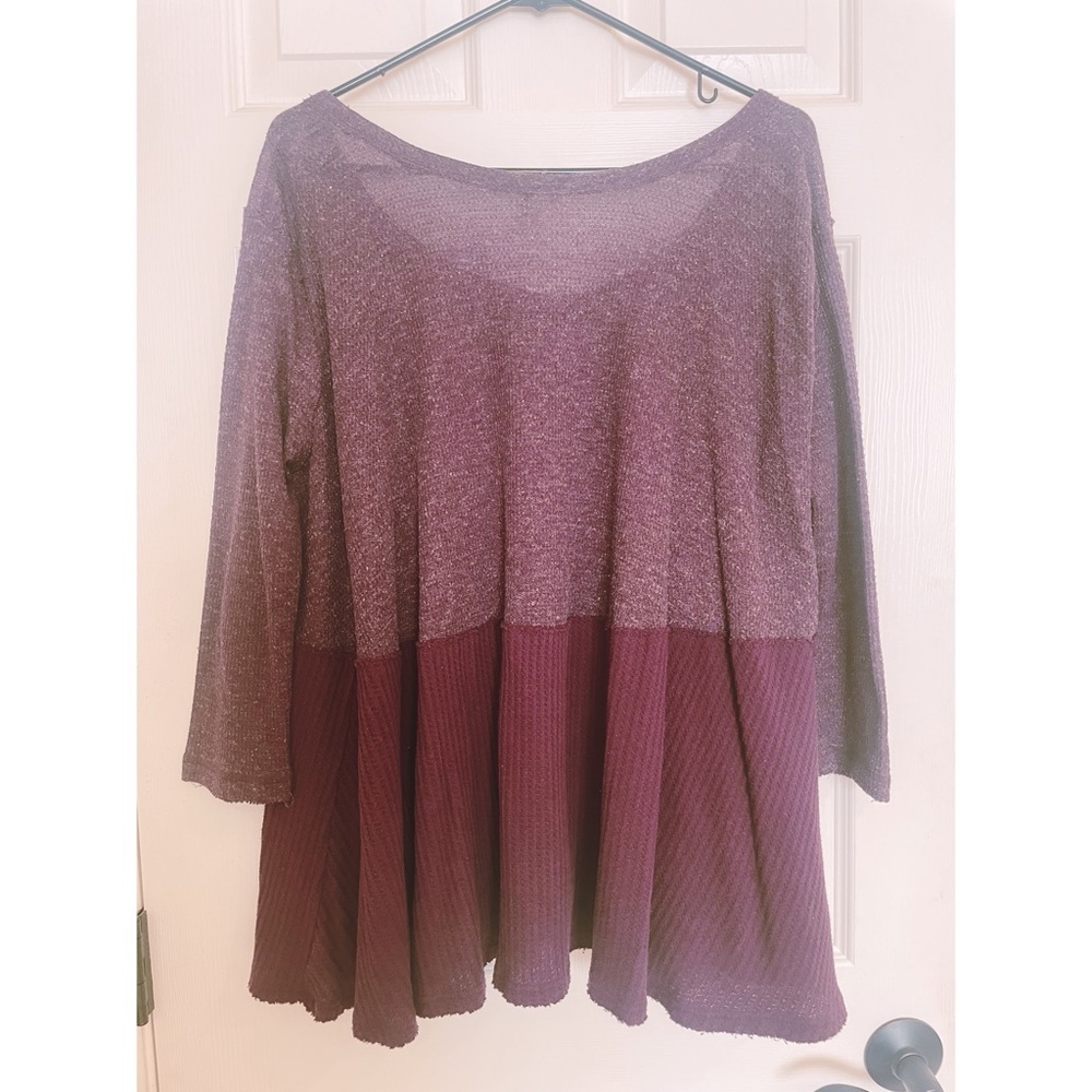 Free People waffle knit 3/4 sleeve top - Picture 4 of 5